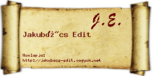 Jakubács Edit névjegykártya
